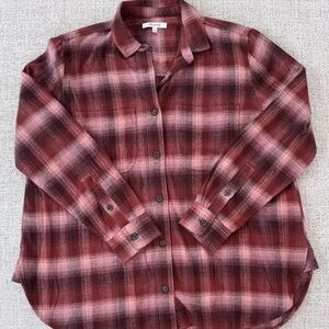 Madewell Burgundy and Pink Plaid Shirt